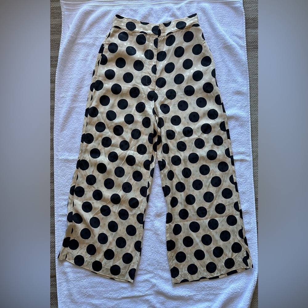 Zara Cream and Black polka dot pants